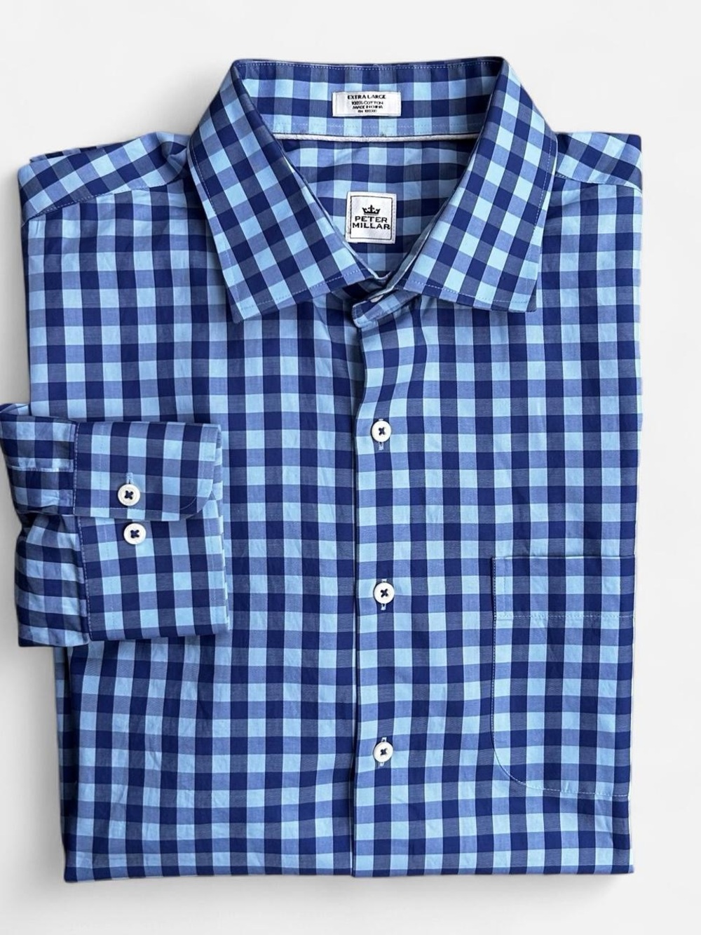 Peter Millar Men’s Blue Check Dress Shirt